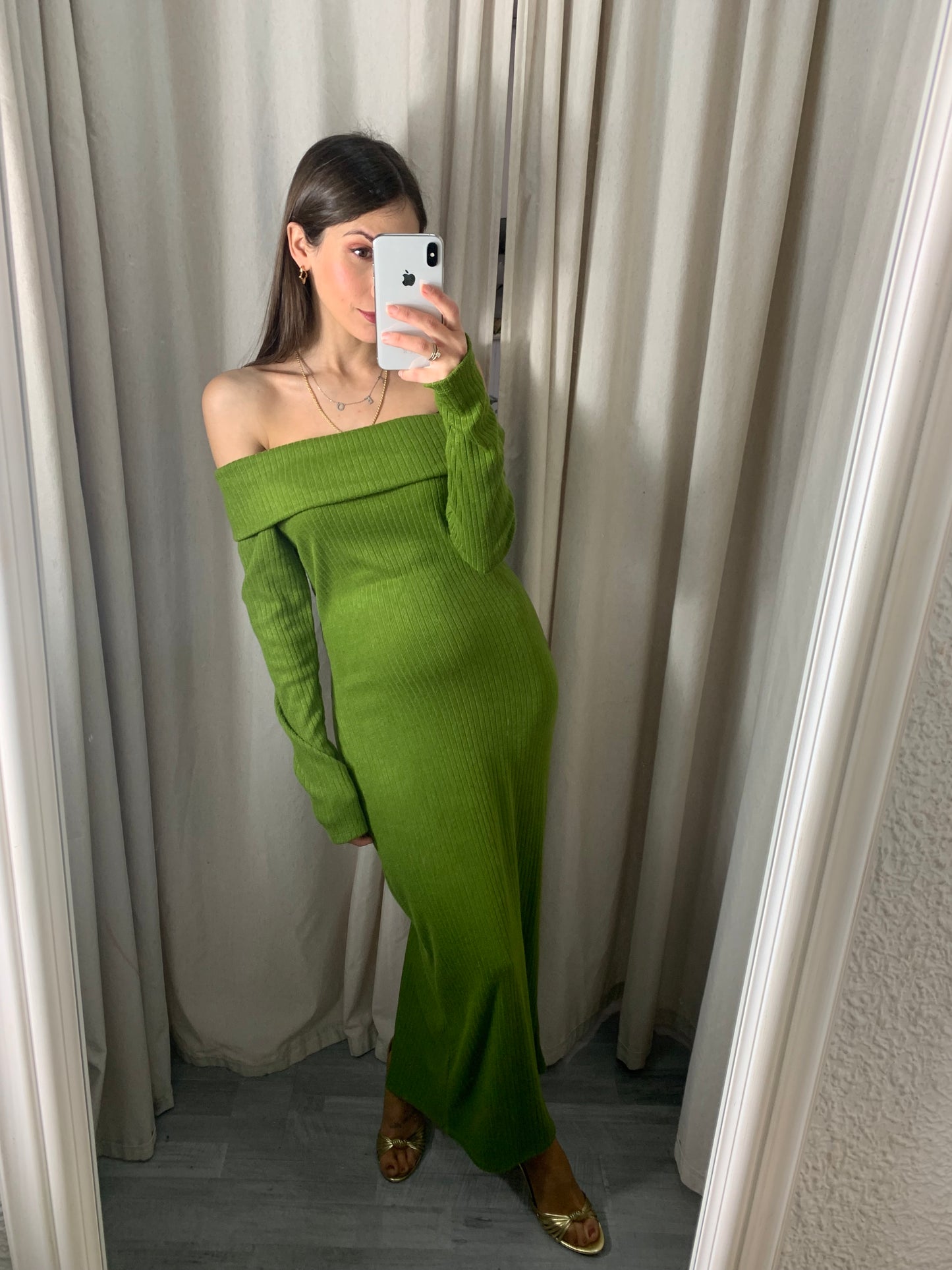 VESTIDO BARDOT VERDE
