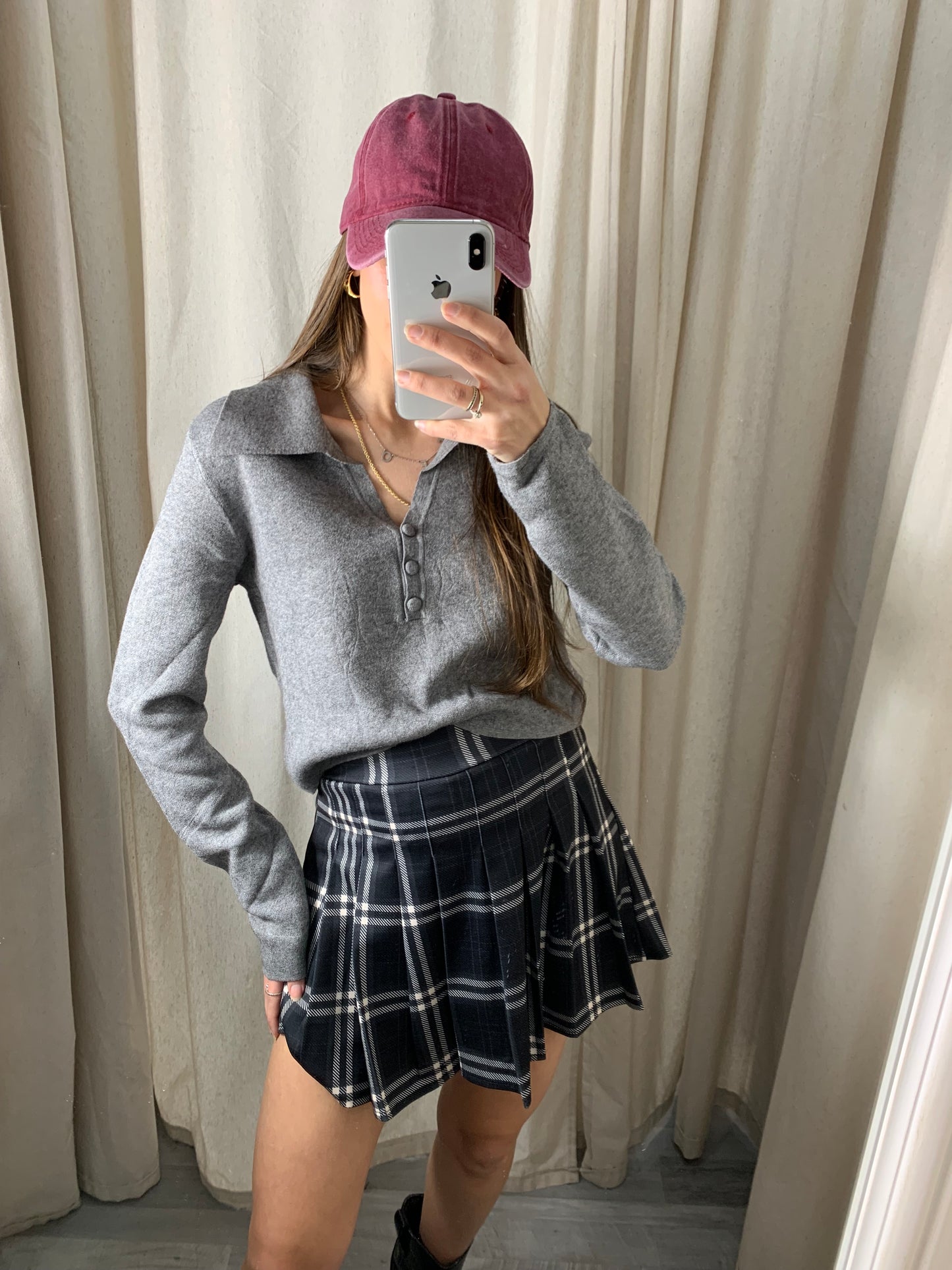 JERSEY CROP POLO GRIS
