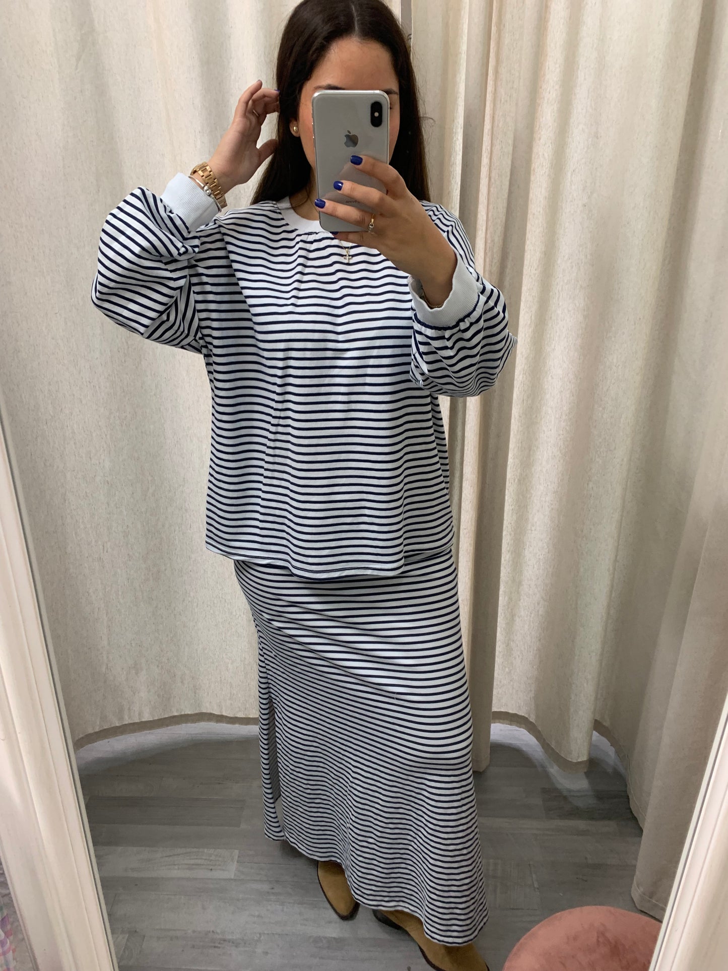 FALDA RAYAS CONJUNTO NAVY
