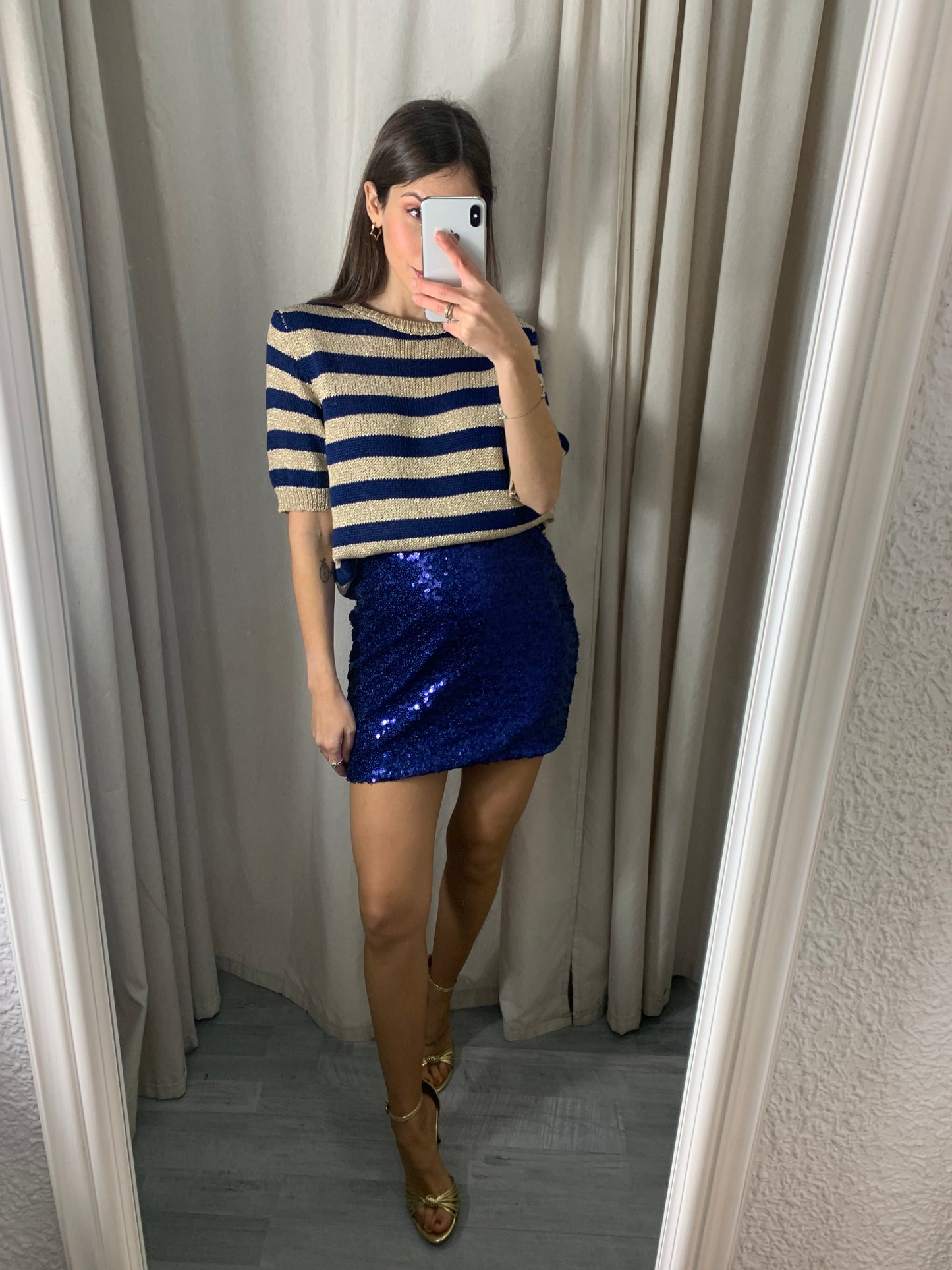 FALDA LENTEJUELA AZUL