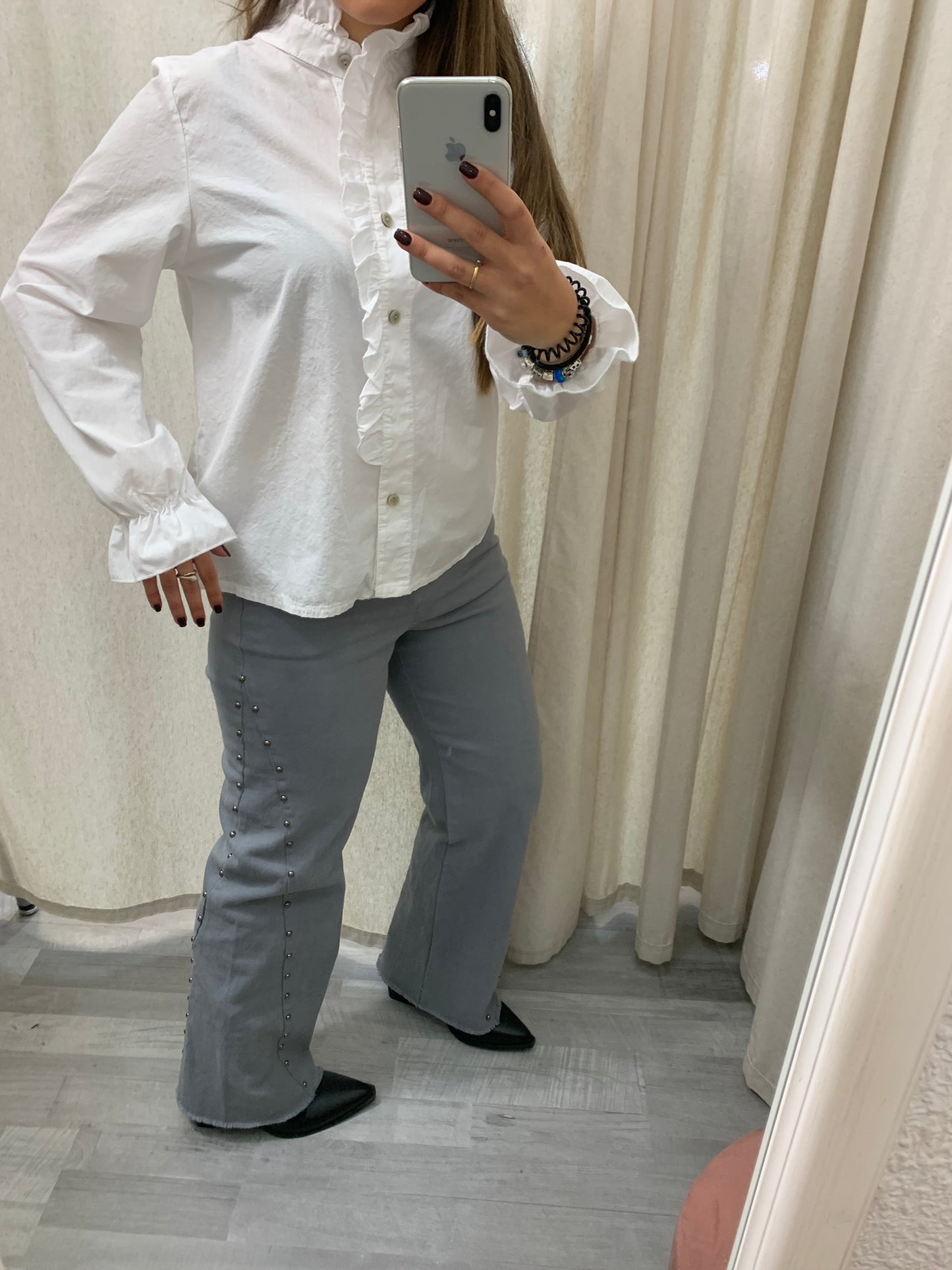 CAMISA VOLANTE CUELLO Y PUÑO