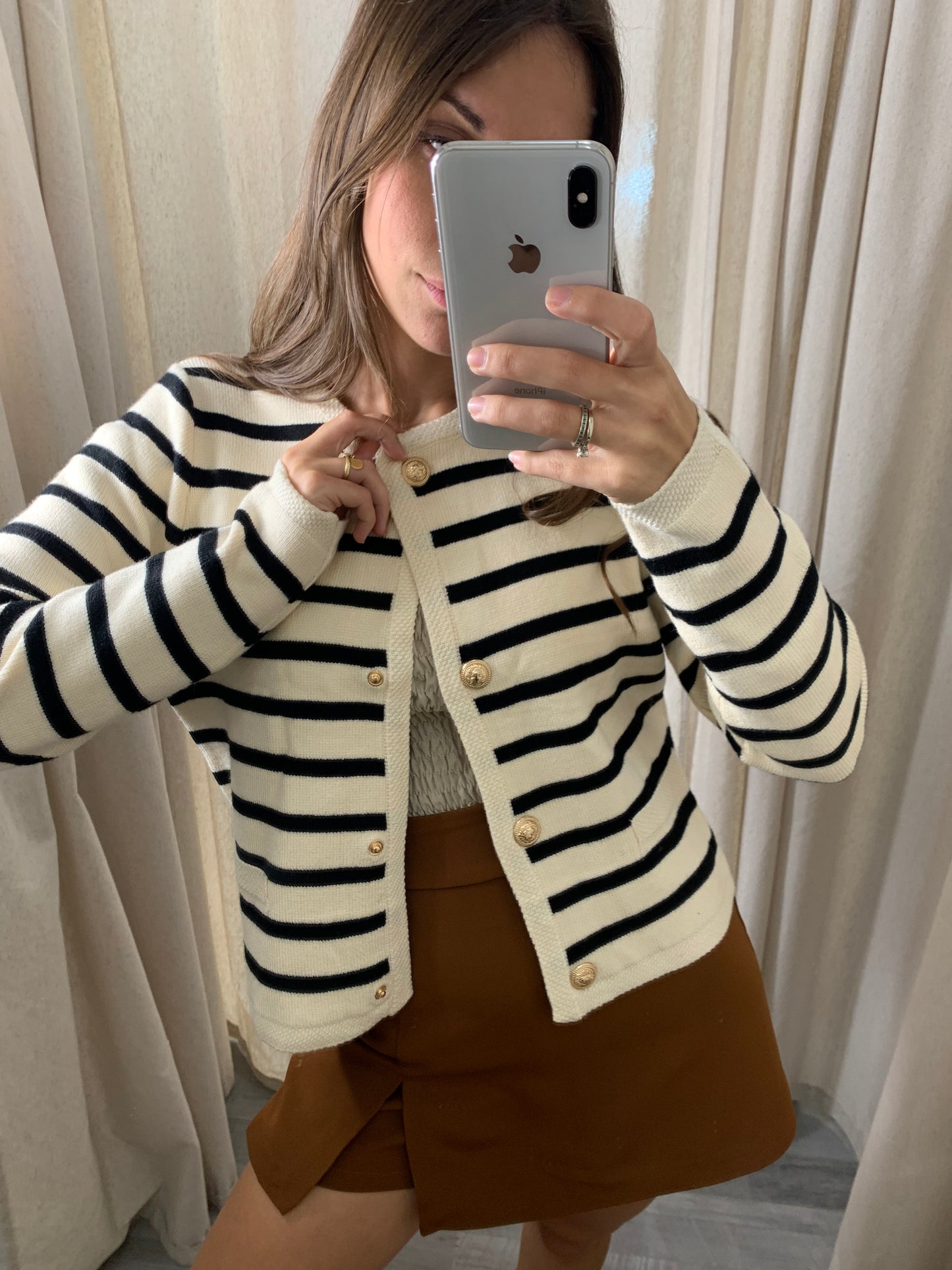 CARDIGAN RAYAS BEIGE