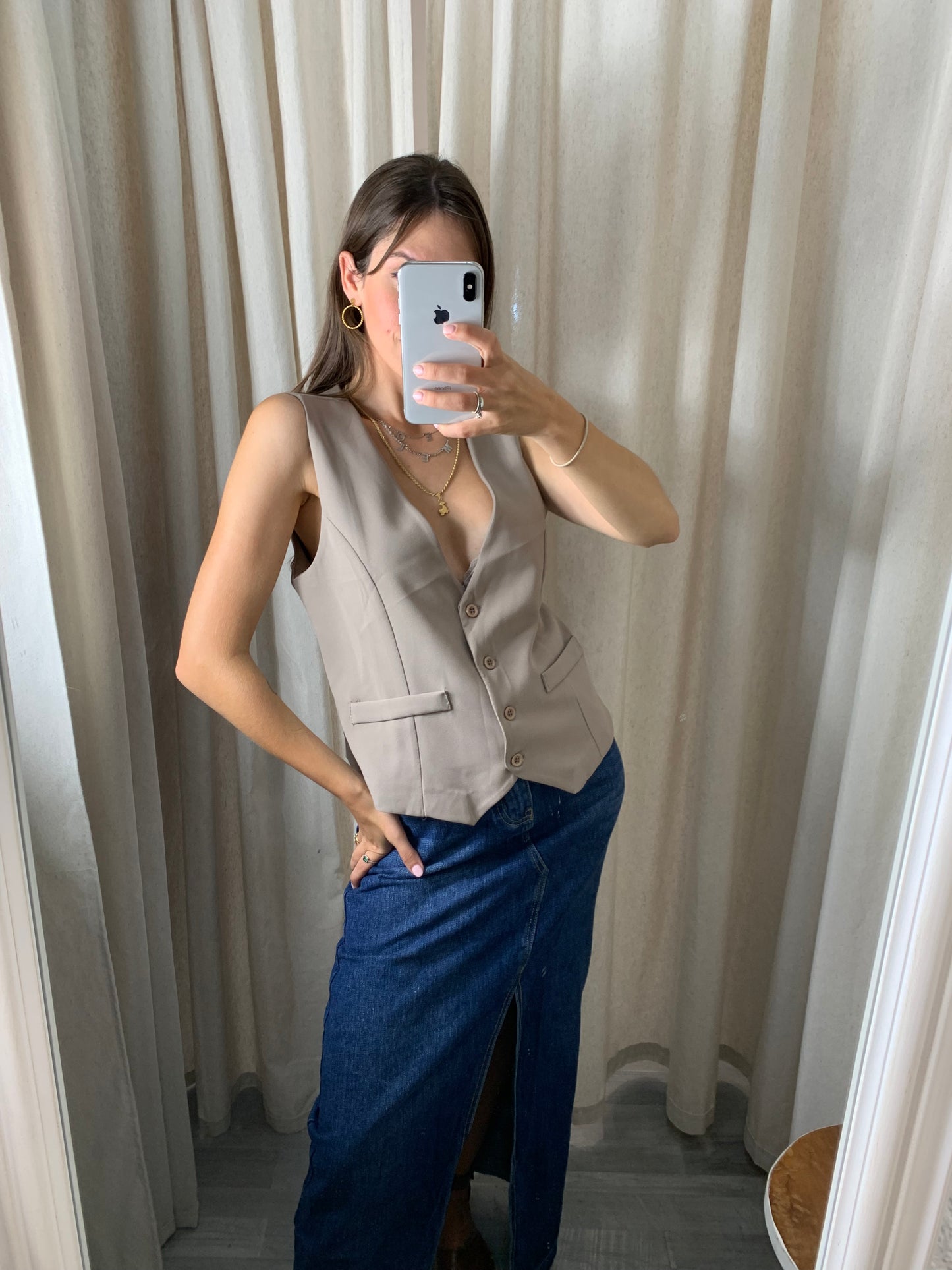 CHALECO TRAJE CAFÉ