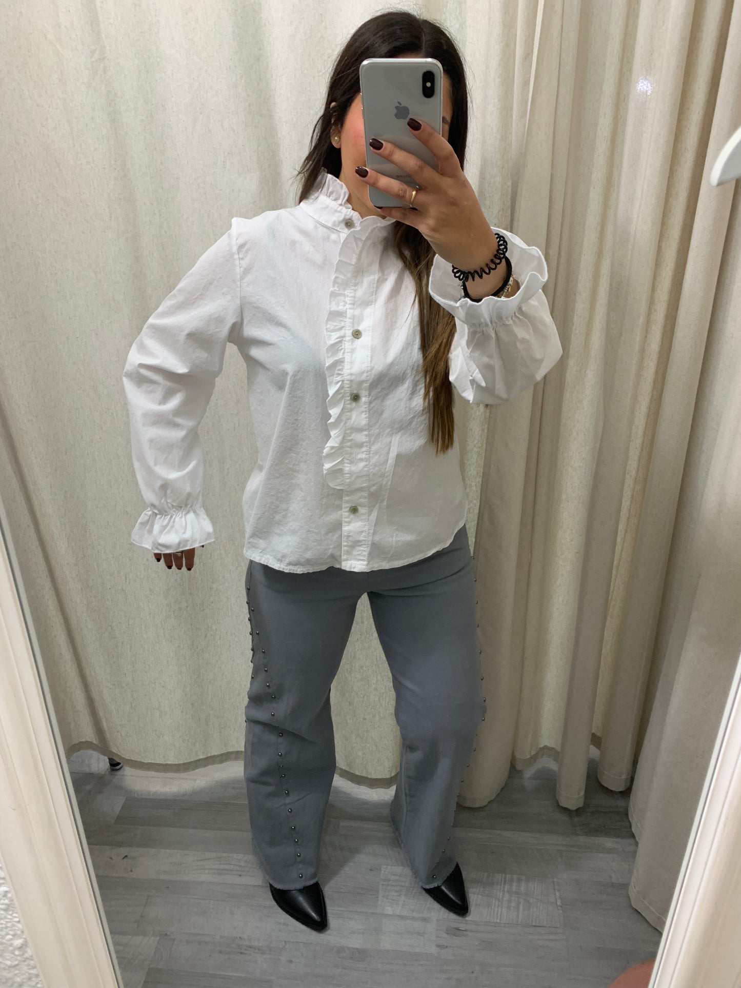 CAMISA VOLANTE CUELLO Y PUÑO