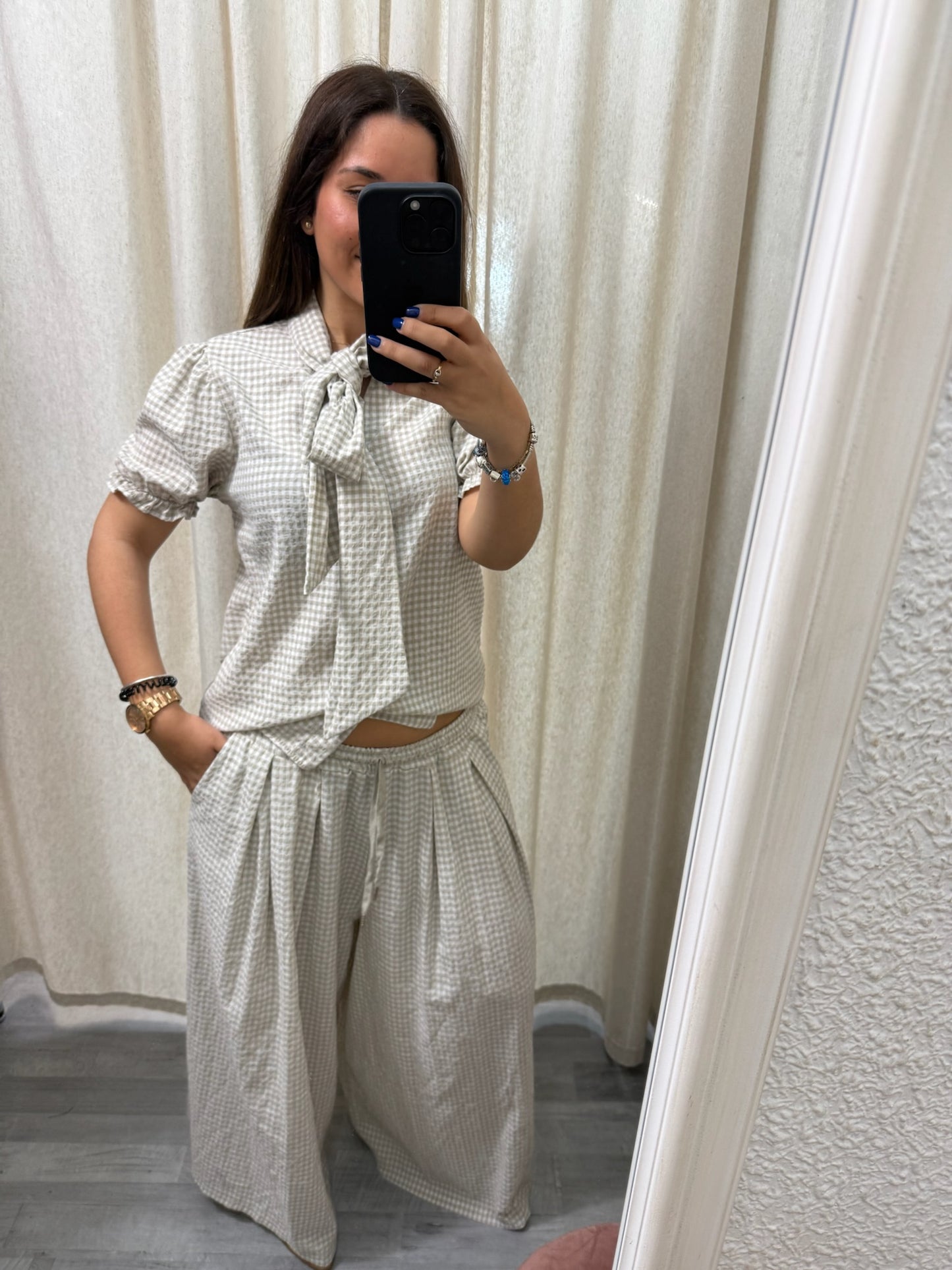 PANTALÓN VICHY BEIGE