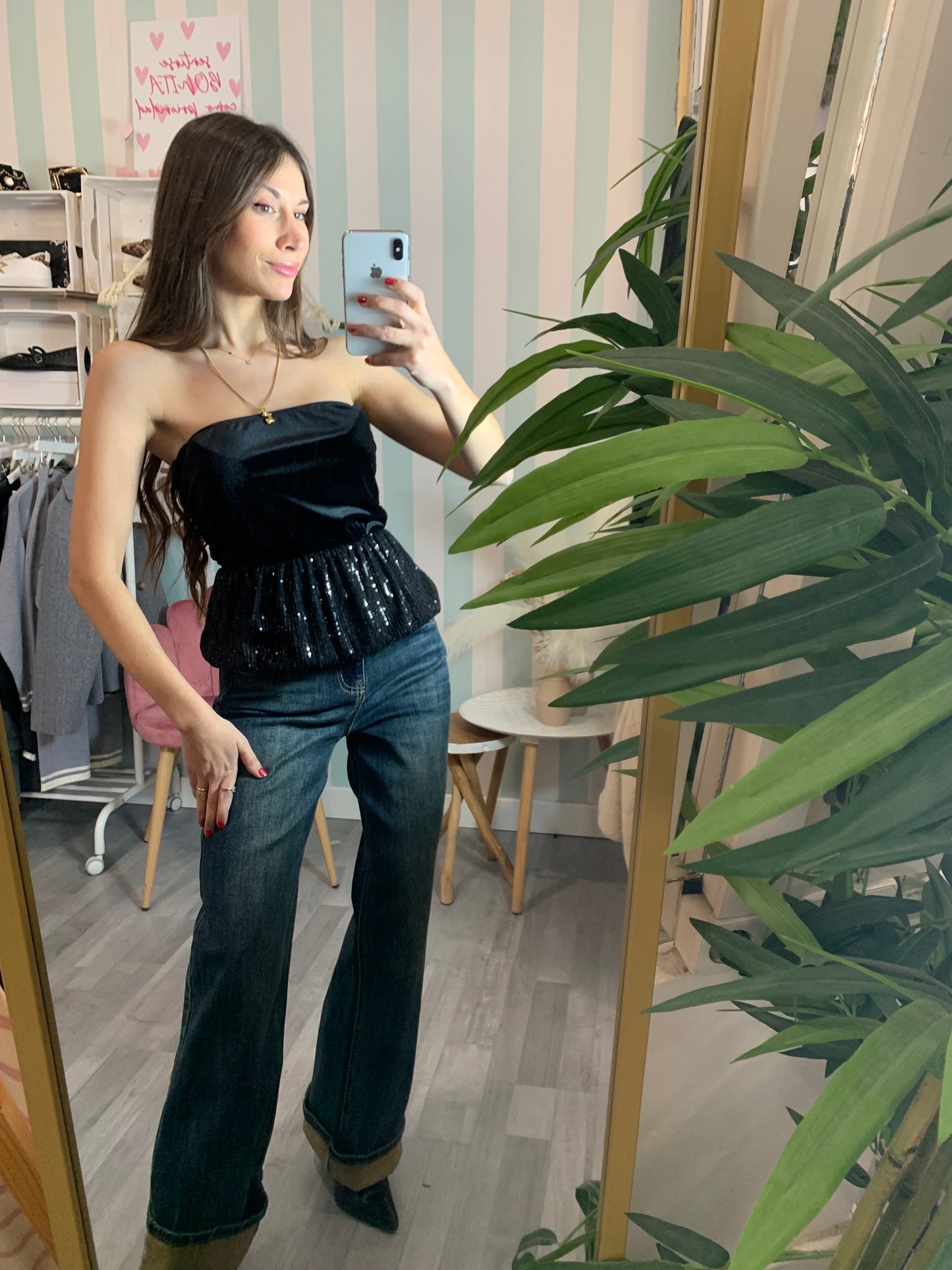 TOP PEPLUM LENTEJUELAS