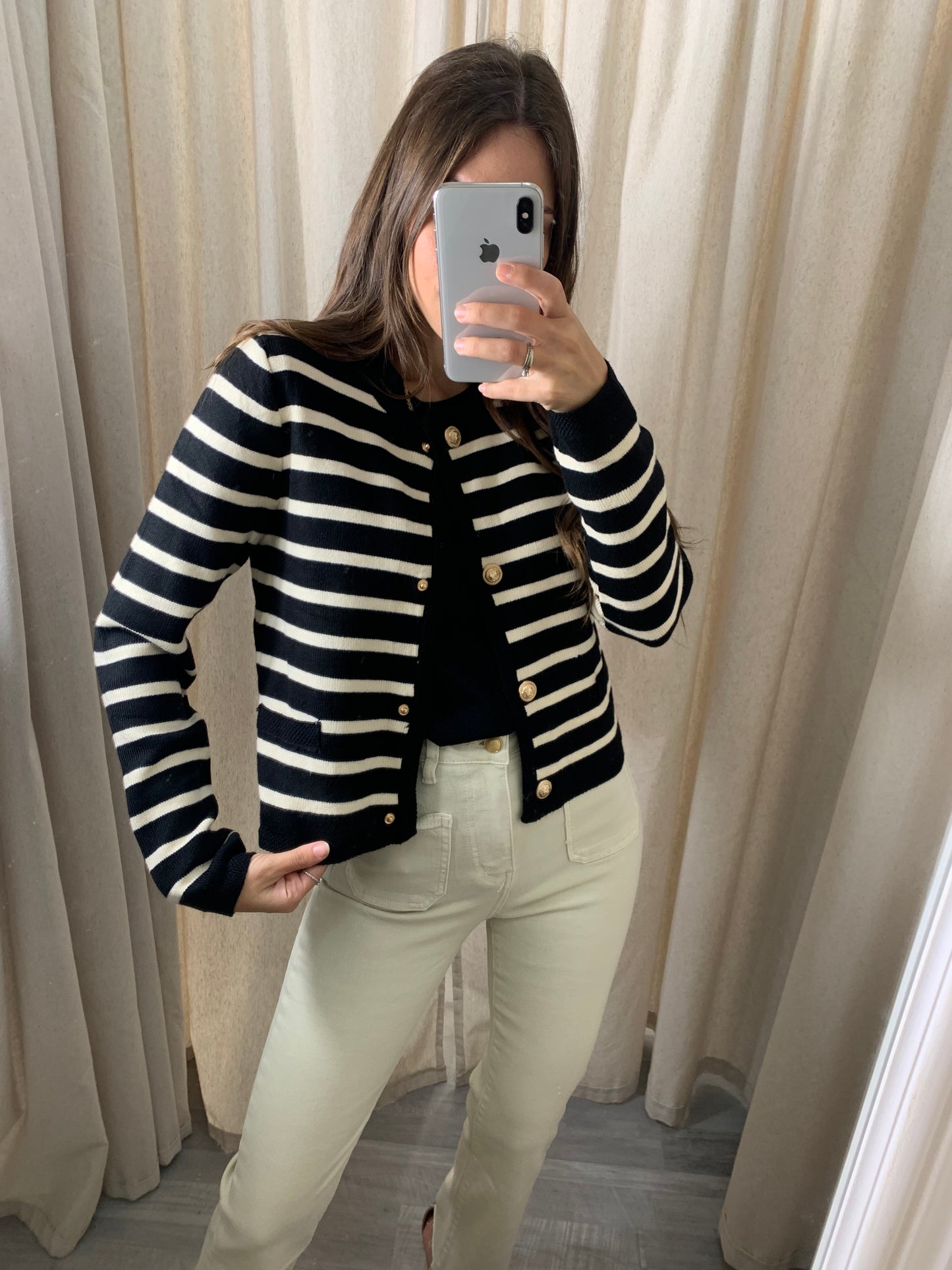 CARDIGAN RAYAS NEGRO