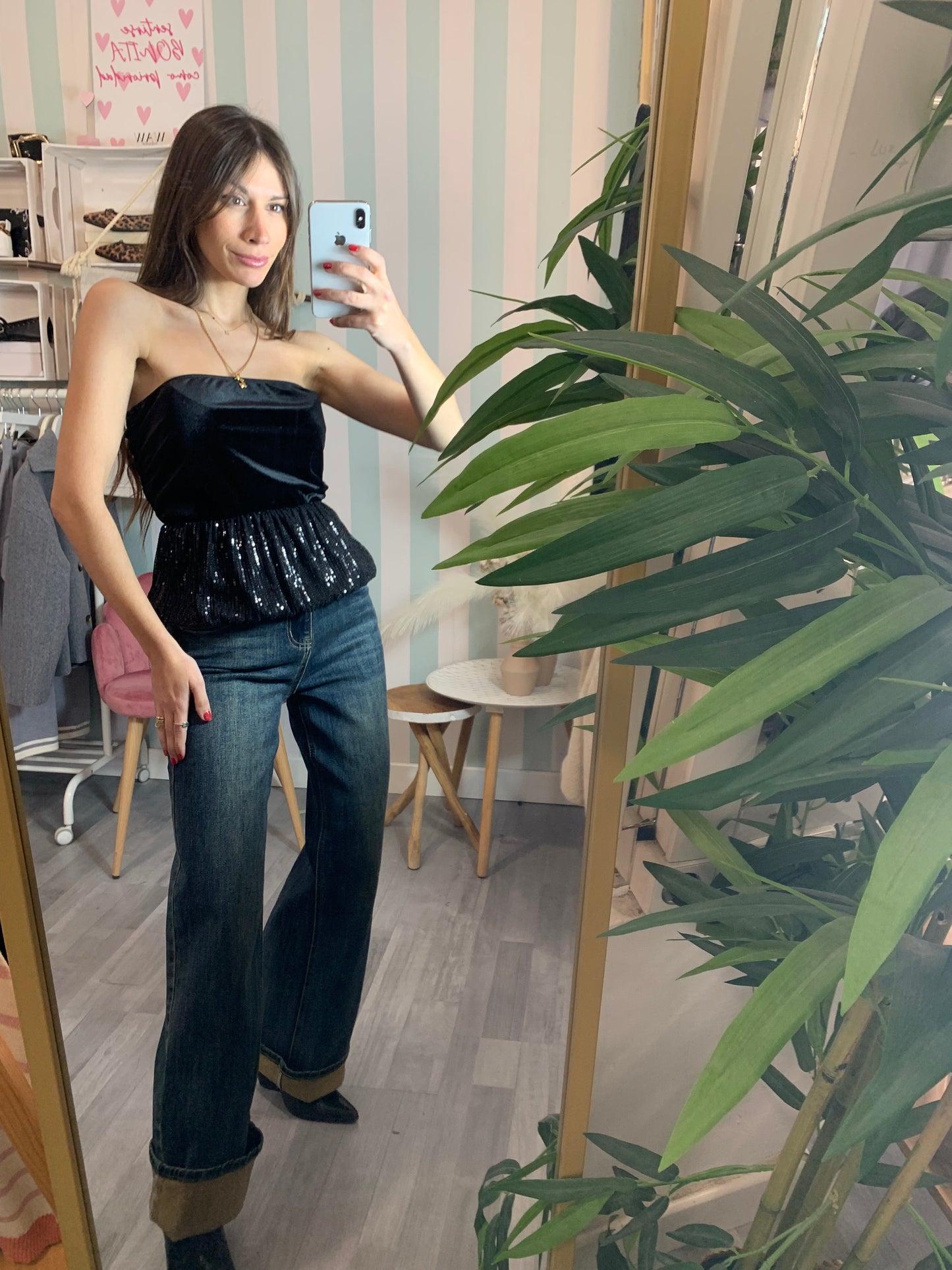 TOP PEPLUM LENTEJUELAS