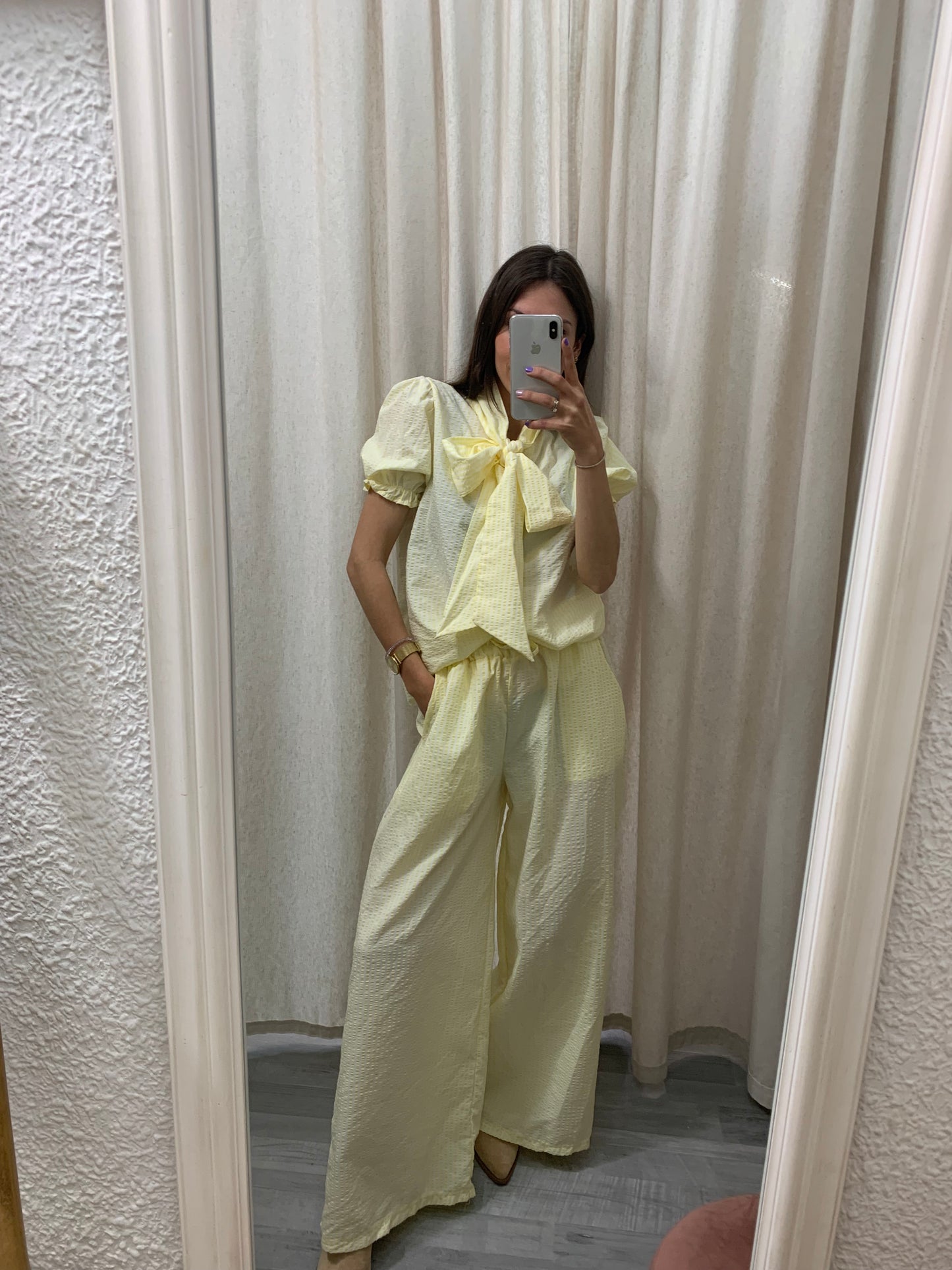 BLUSA LAZO RAYAS AMARILLA