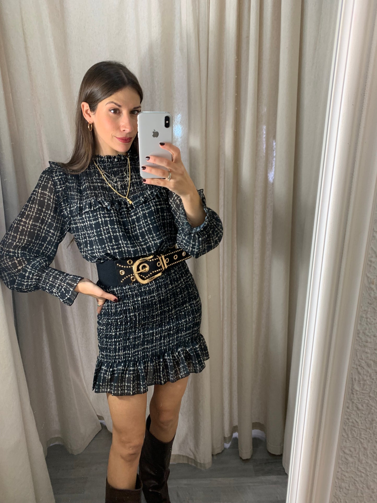 VESTIDO PANEL ESTAMPADO NEGRO