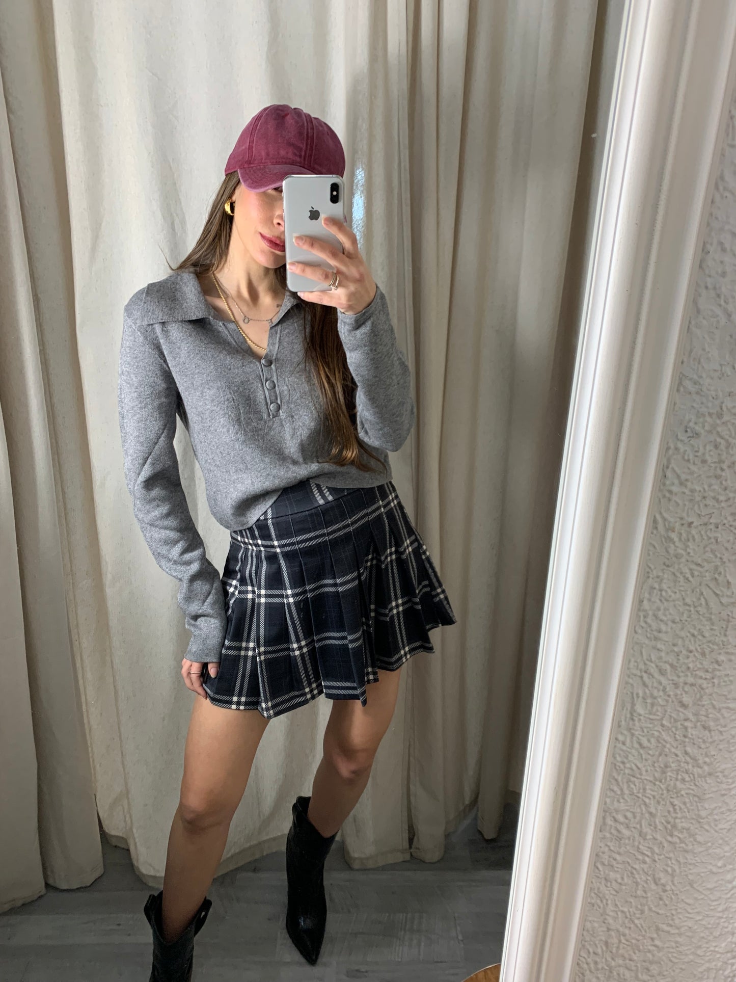 JERSEY CROP POLO GRIS