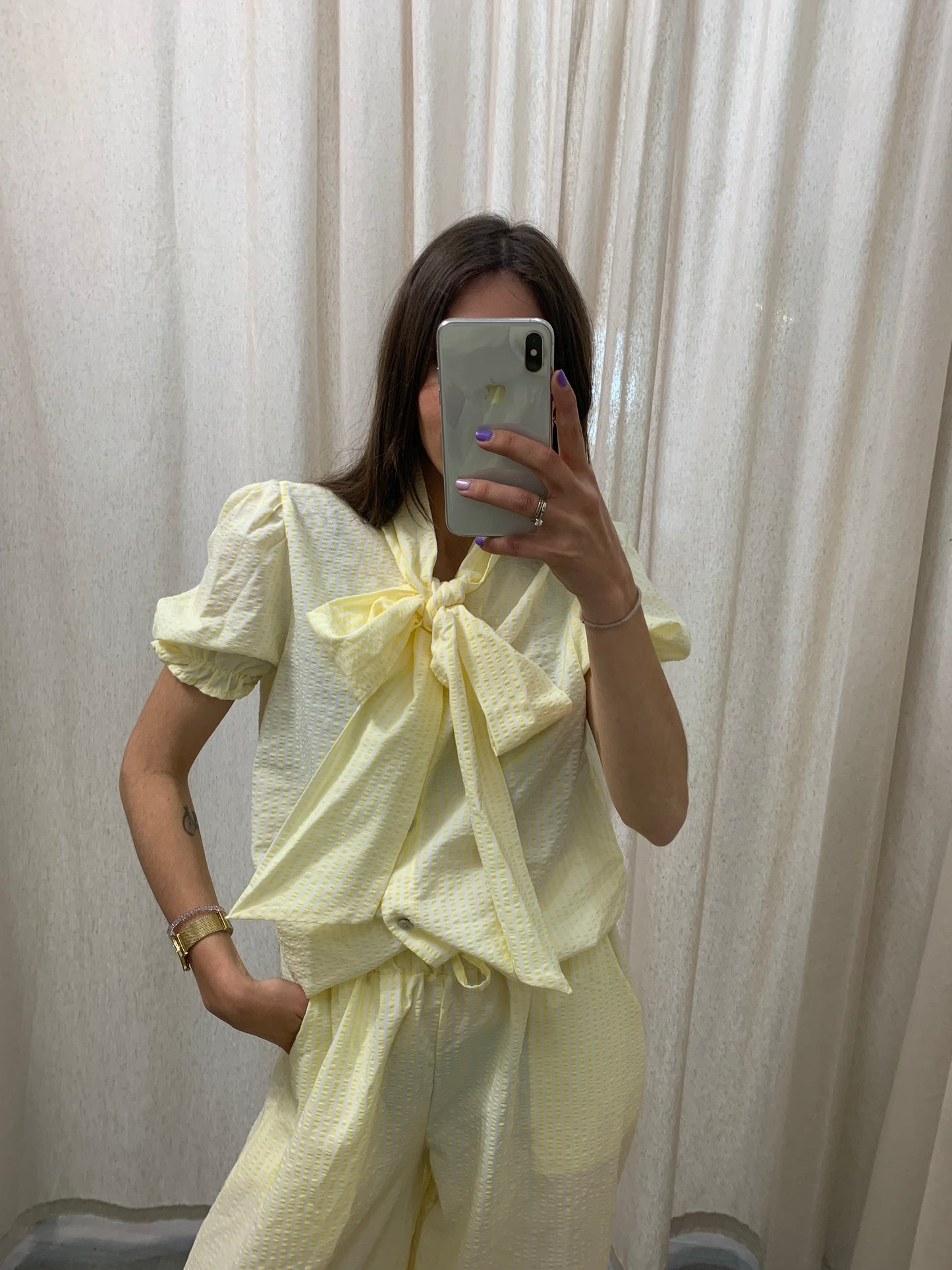 BLUSA LAZO RAYAS AMARILLA