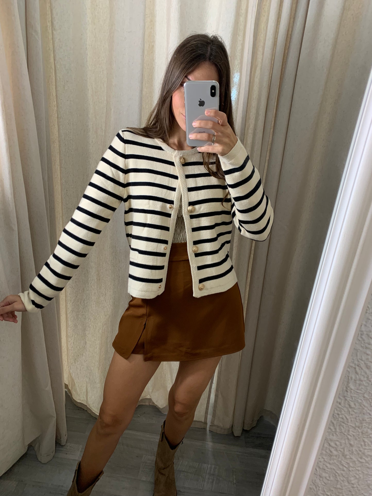 CARDIGAN RAYAS BEIGE