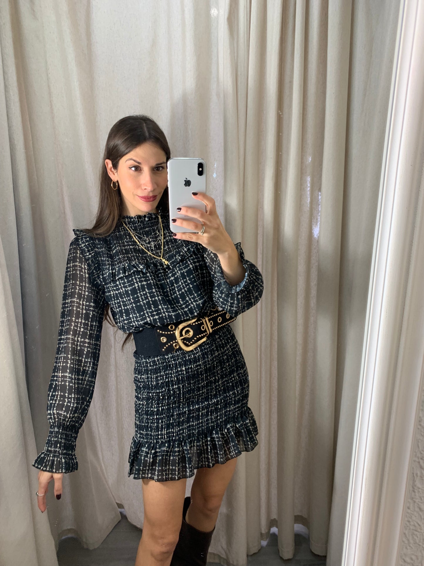 VESTIDO PANEL ESTAMPADO NEGRO