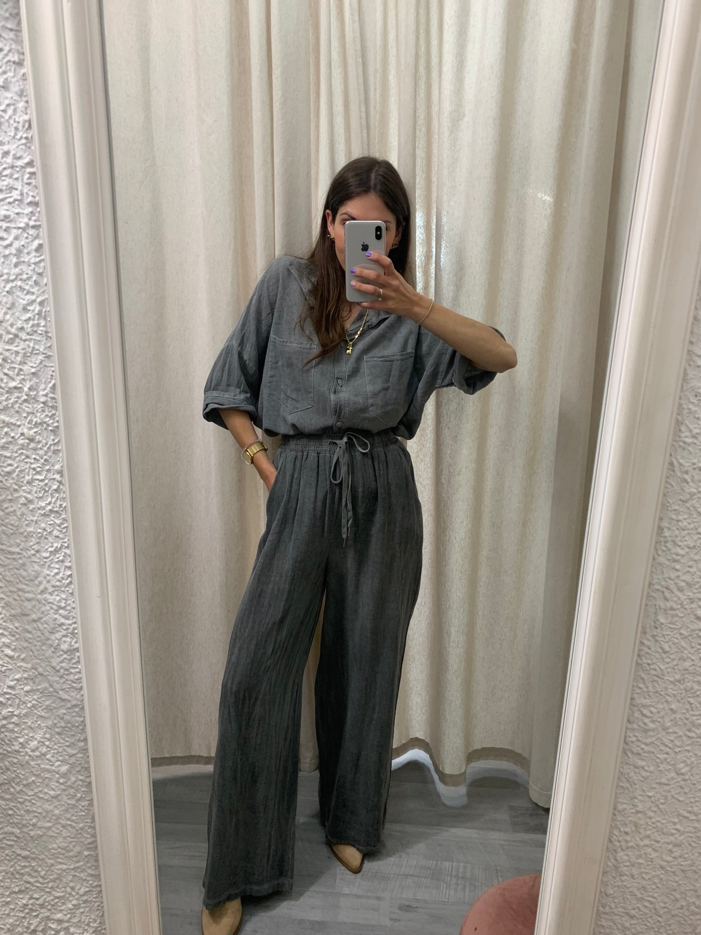 PANTALÓN LINO BASIC GRIS
