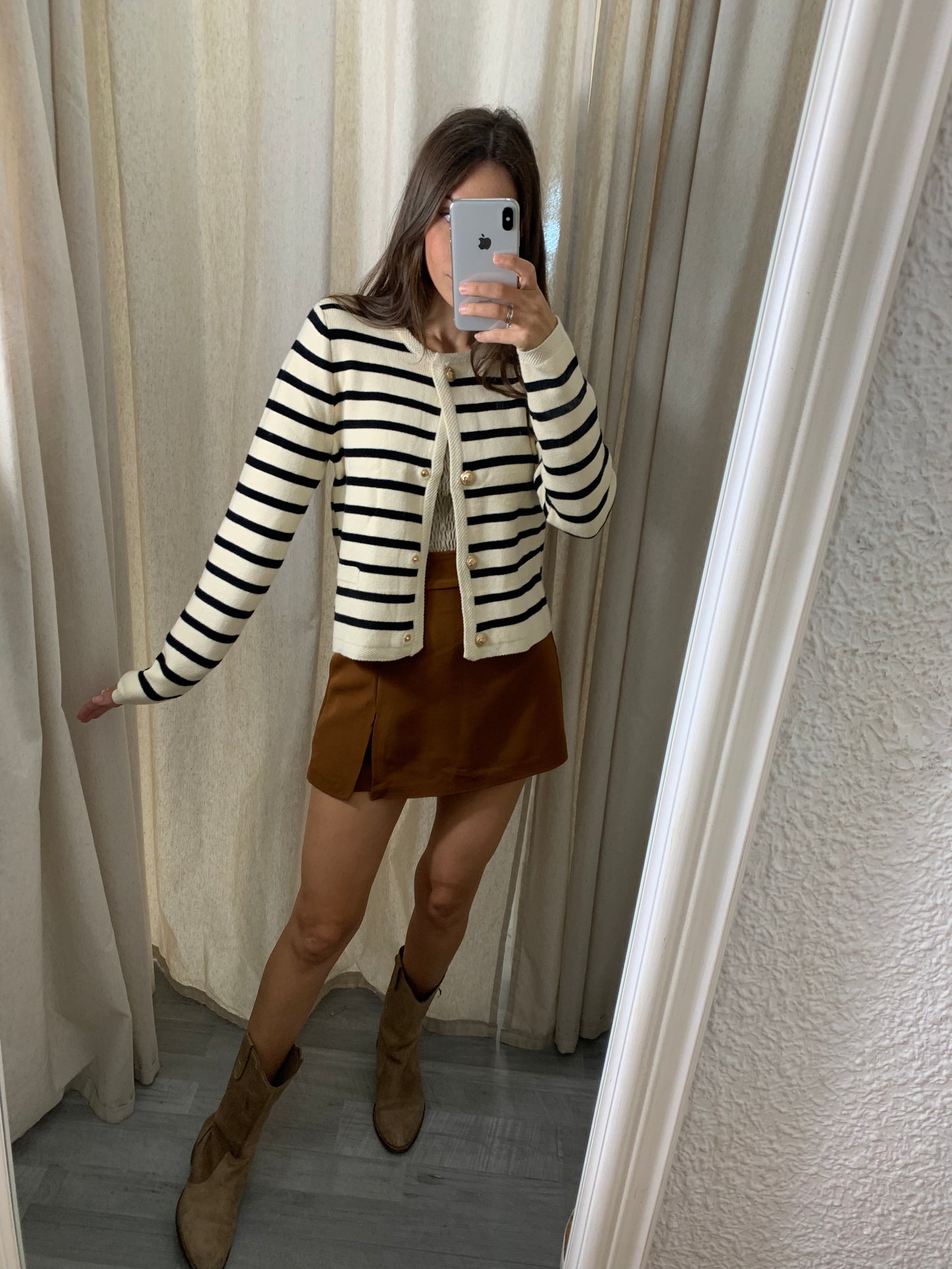 CARDIGAN RAYAS BEIGE