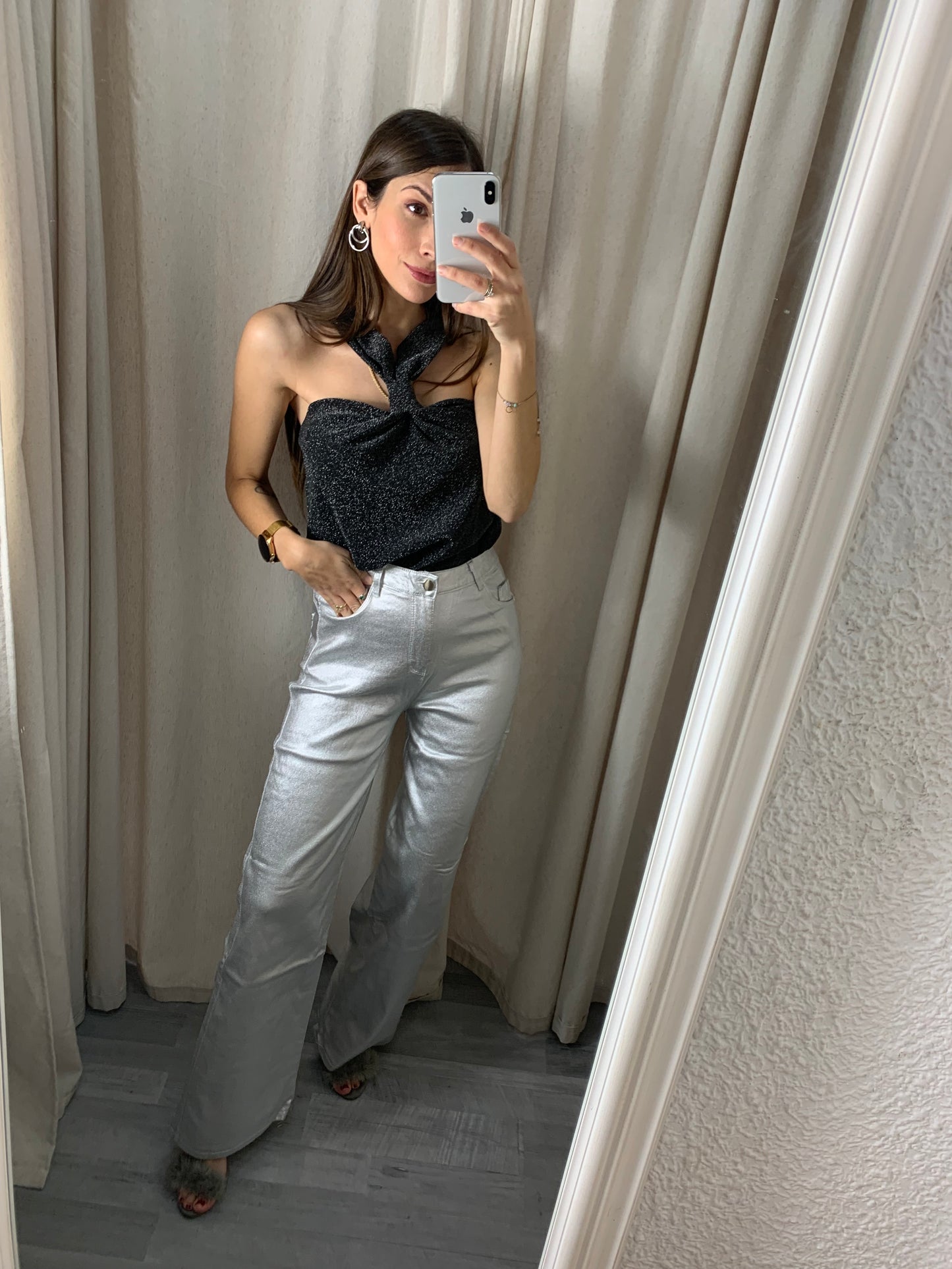 PANTALÓN METALIZADO PLATA