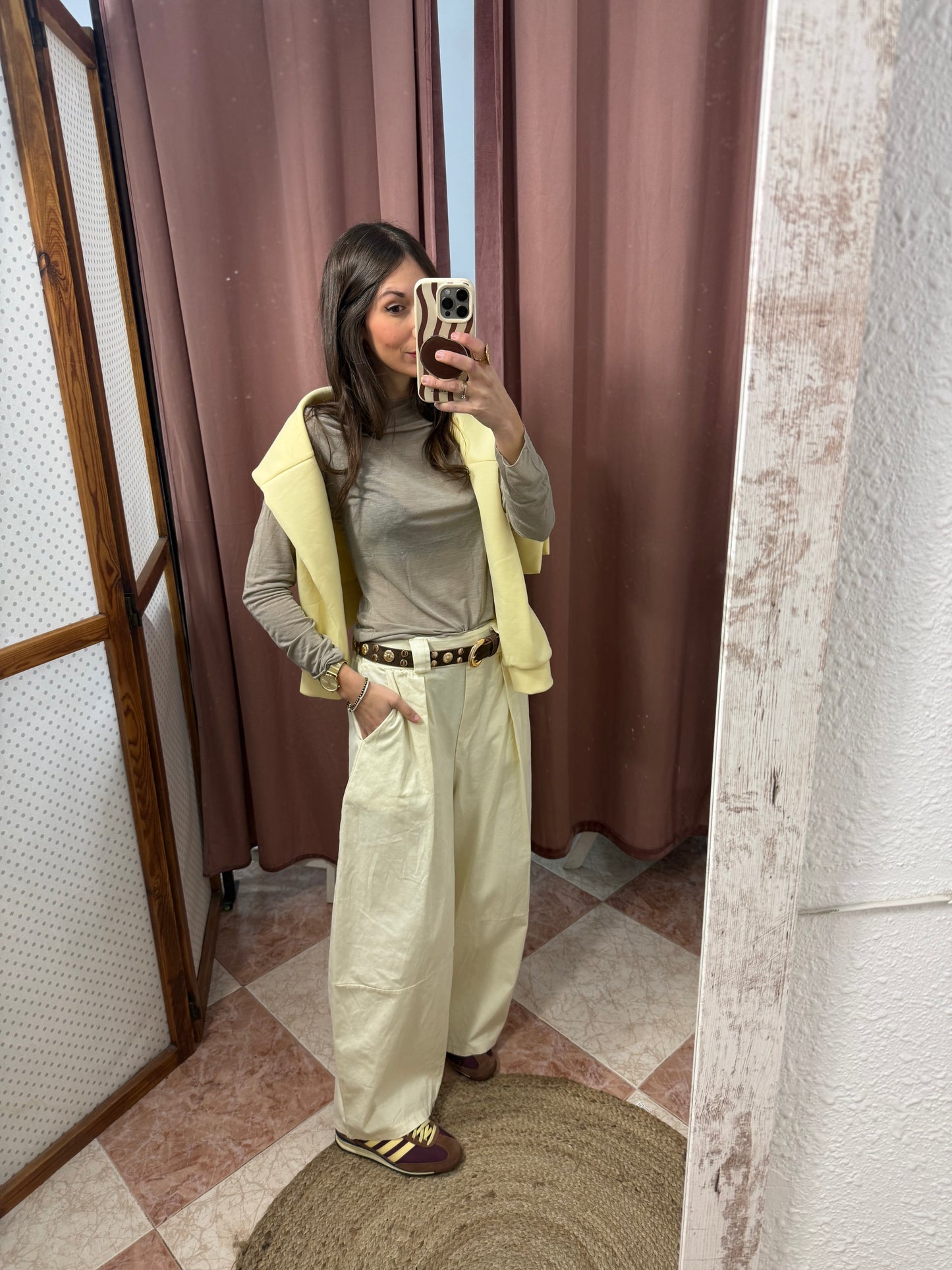 CAMISETA SEMITRANSPARENTE TAUPE