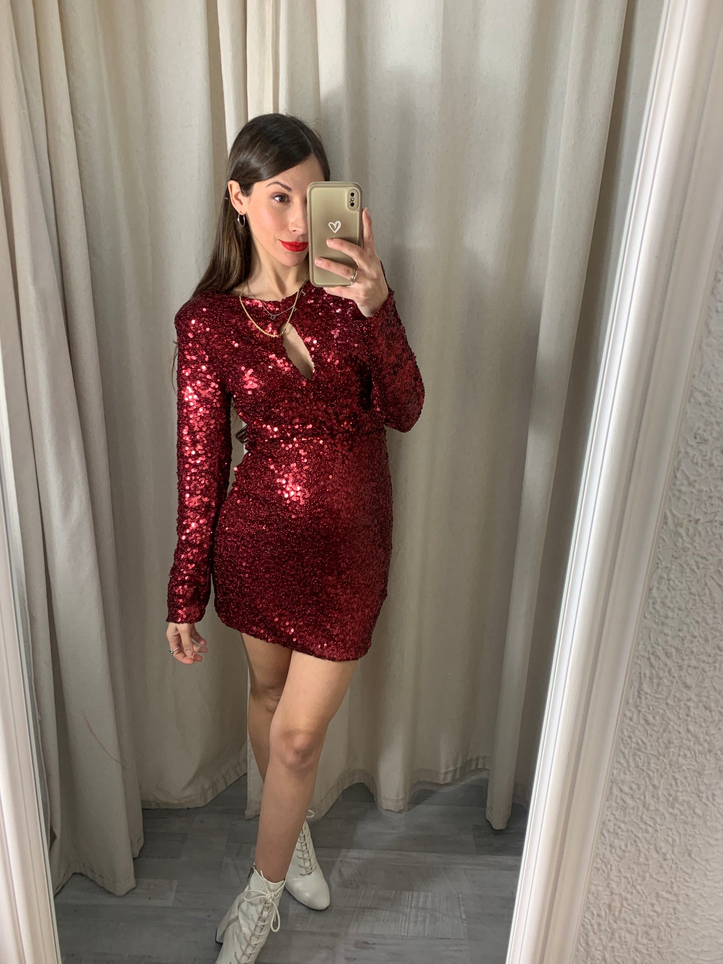 VESTIDO LENTEJUELAS BURDEOS
