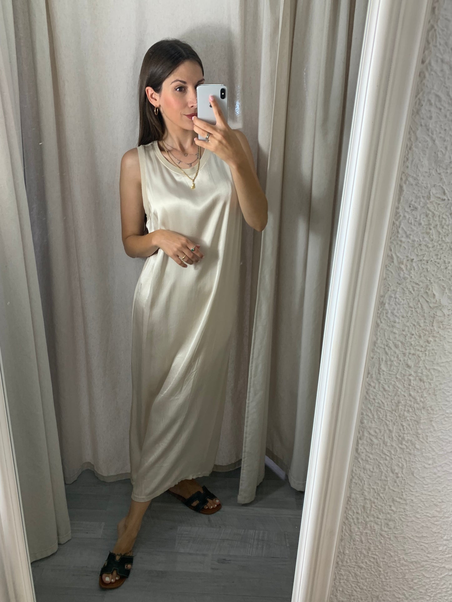 VESTIDO SATÉN Y PUNTO BASIC