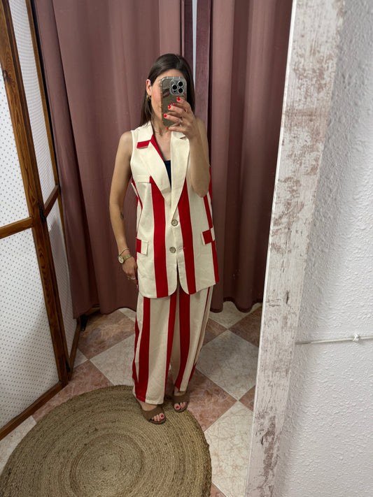 CHALECO FRANJAS ROJO