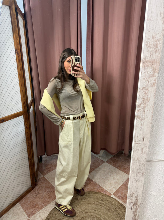 CAMISETA SEMITRANSPARENTE TAUPE