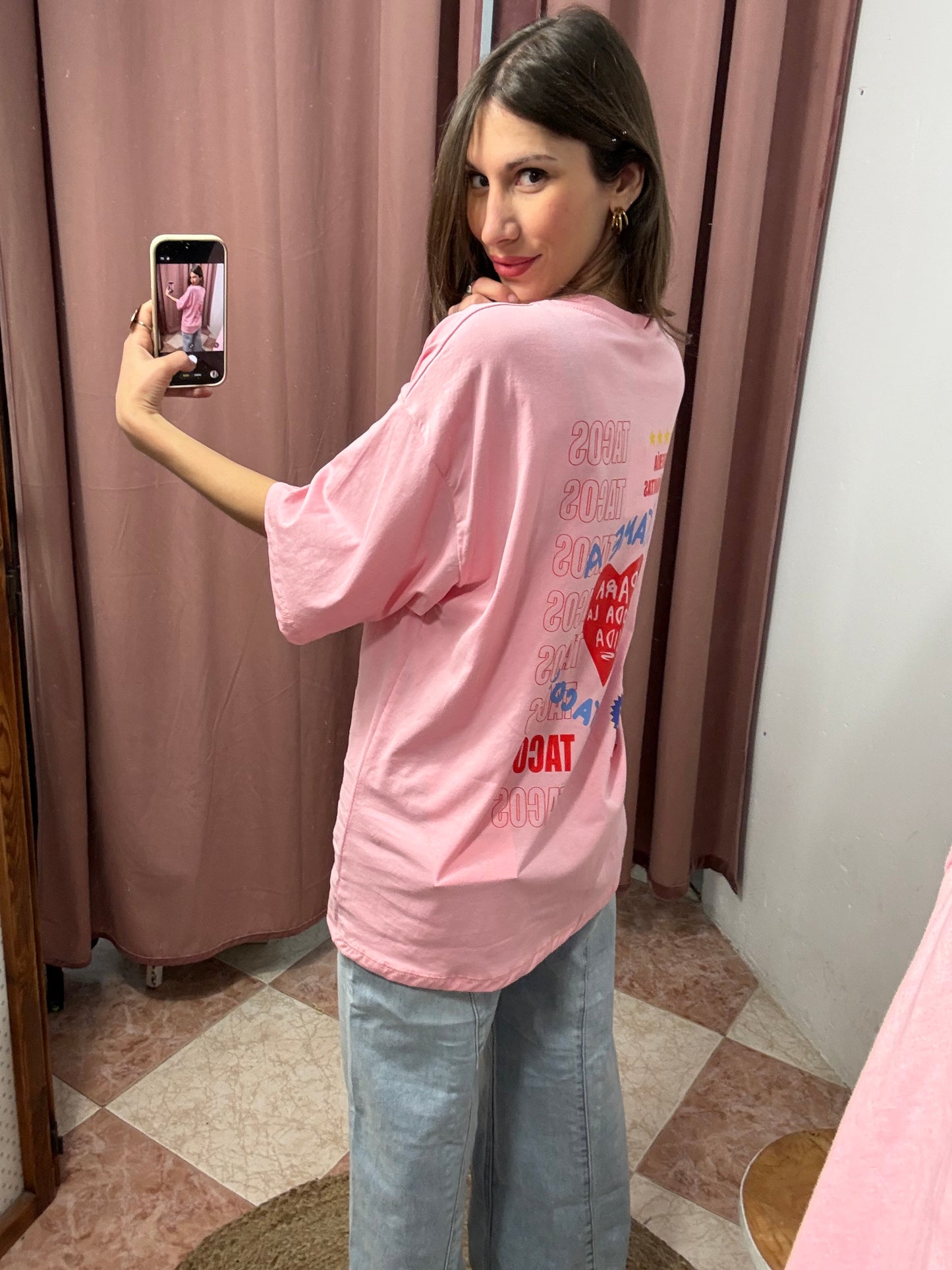 CAMISETA TACOS ROSA
