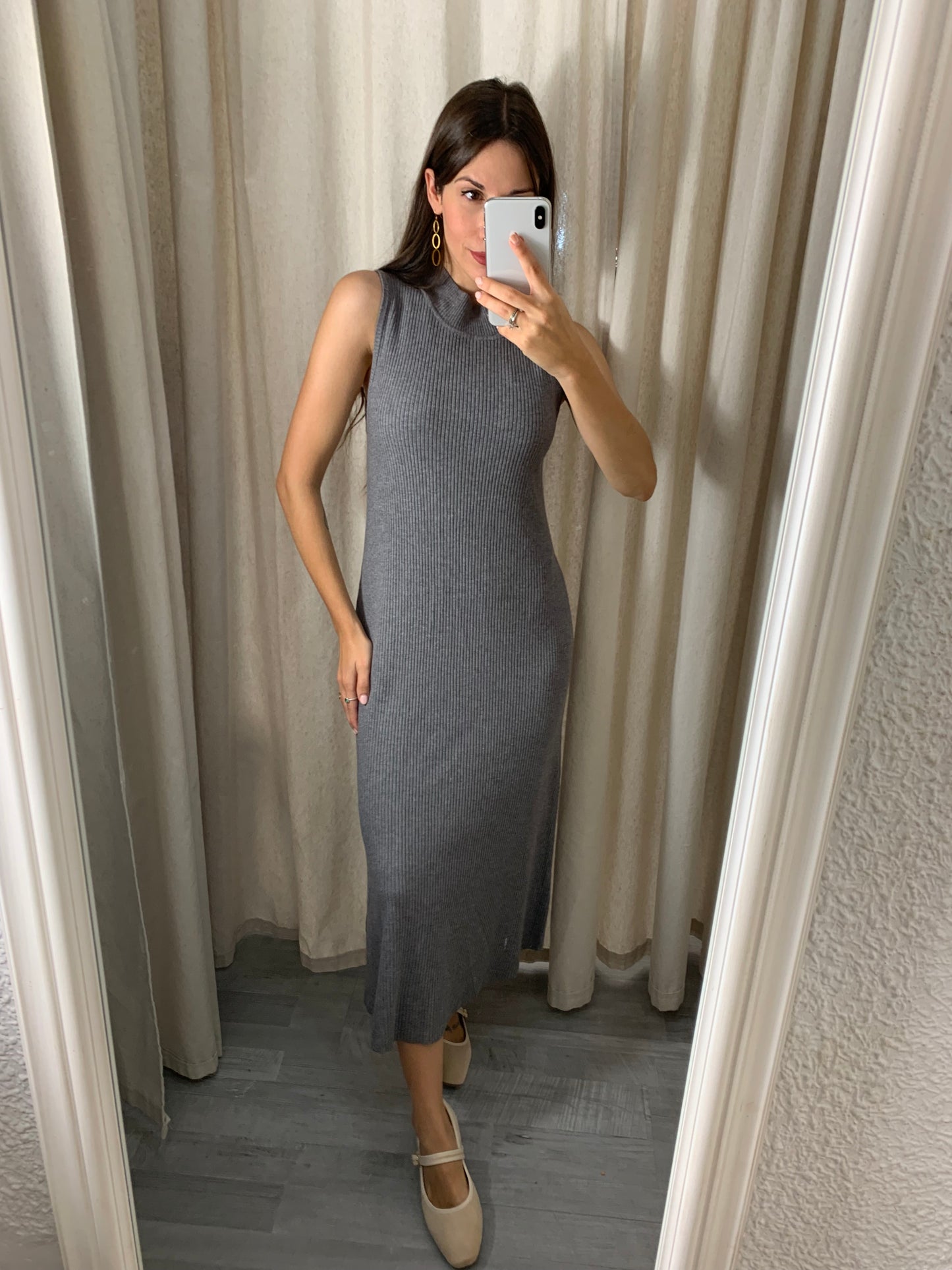 VESTIDO PUNTO A GRIS