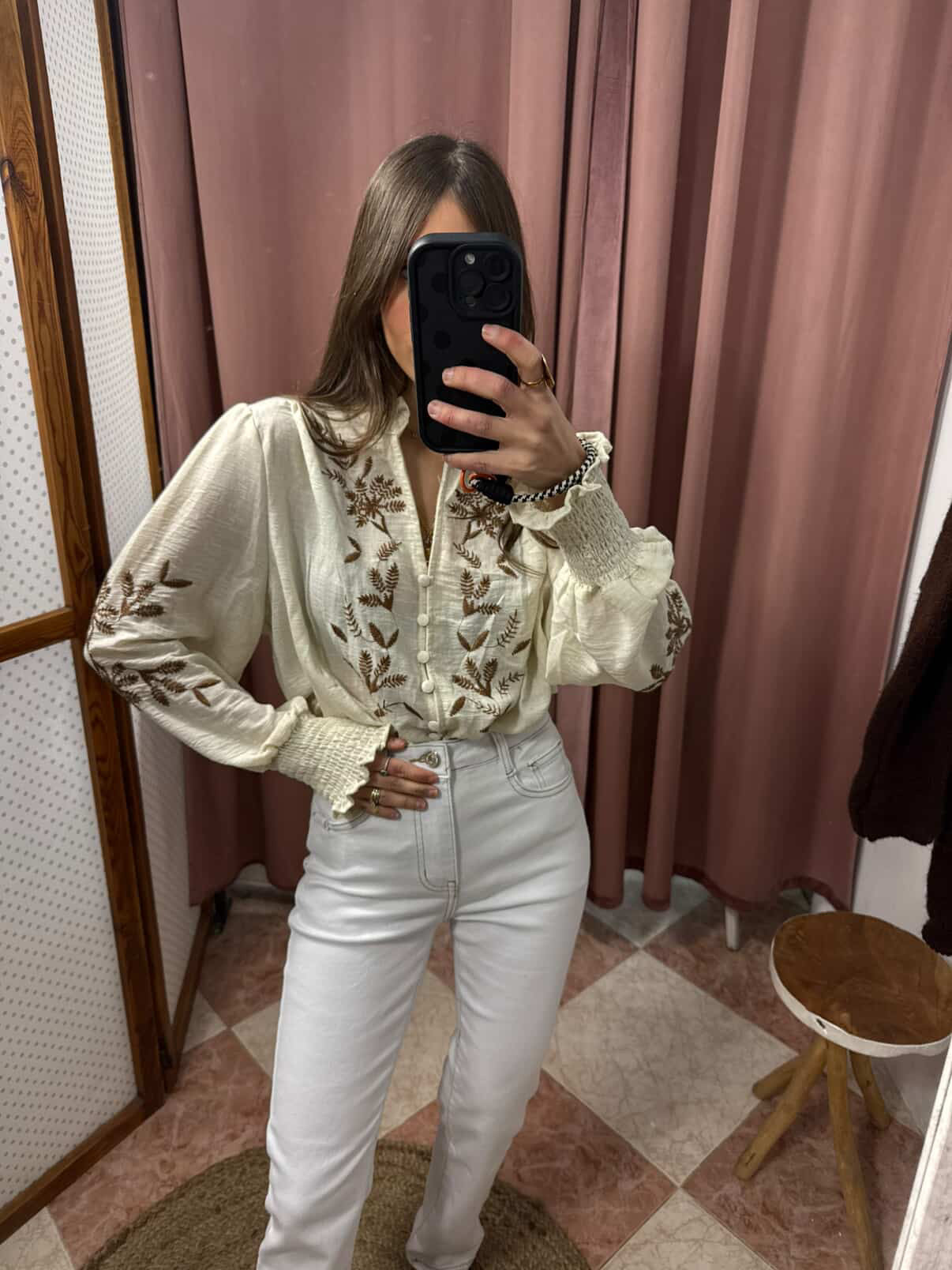 CAMISA BORDADOS MARRÓN