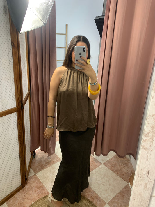 TOP HALTER CHOCOLATE