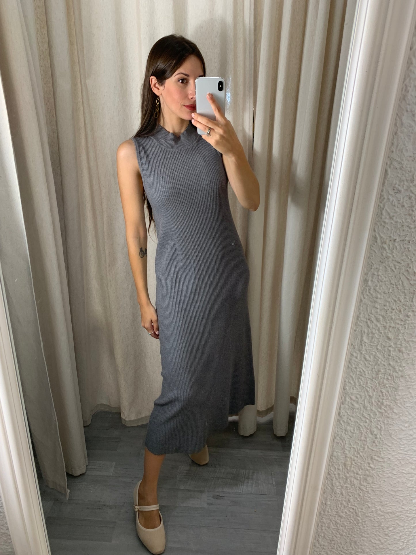 VESTIDO PUNTO A GRIS