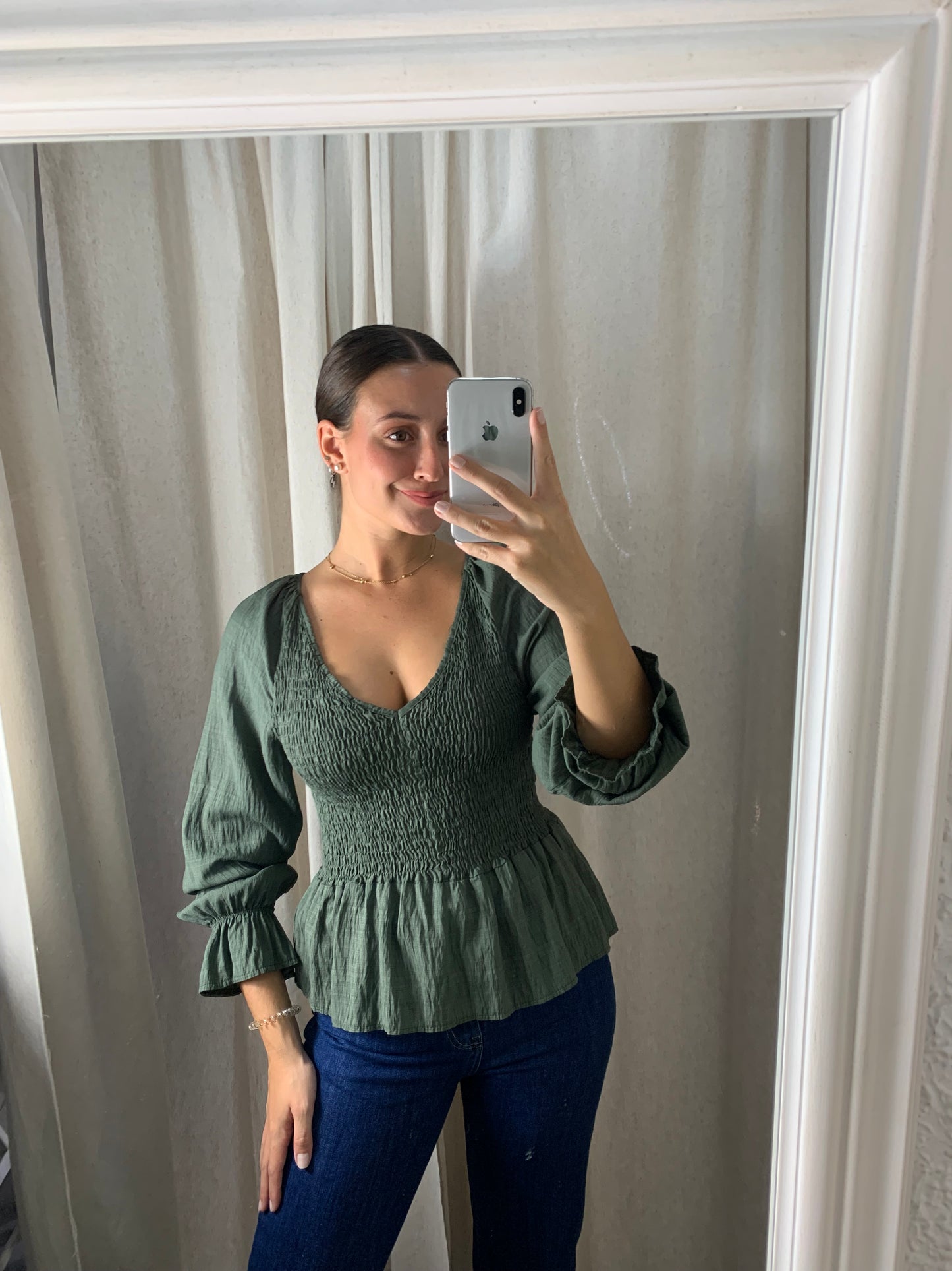 BLUSA PANEL CUERPO VERDE