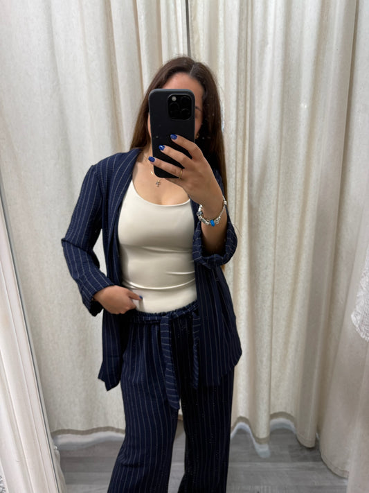 CHAQUETA RAYAS CONJUNTO FINO MARINO