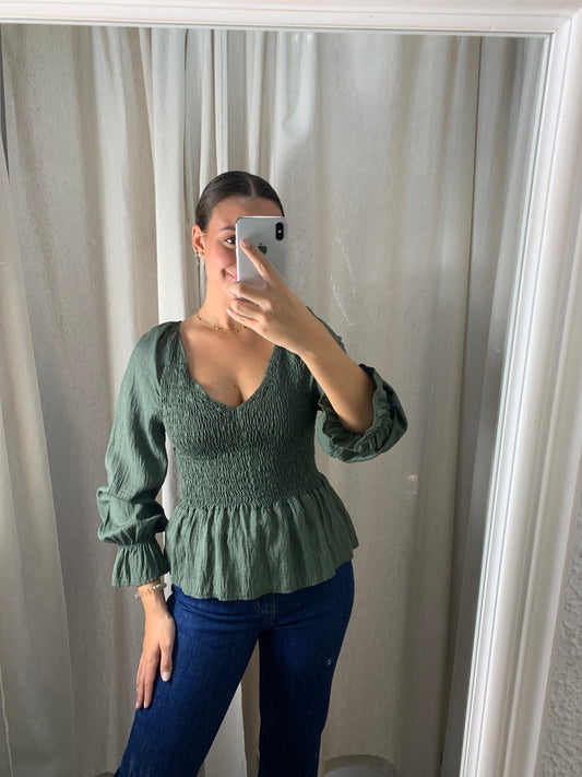 BLUSA PANEL CUERPO VERDE