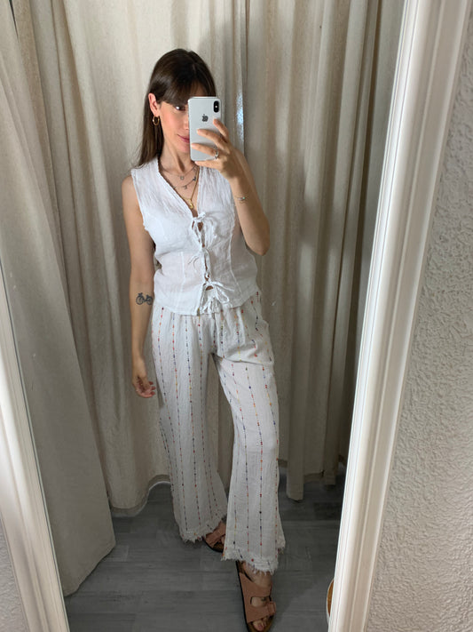 PANTALÓN LINO PESPUNTES